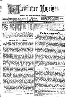 Würzburger Anzeiger (Neue Würzburger Zeitung) Montag 21. Dezember 1863