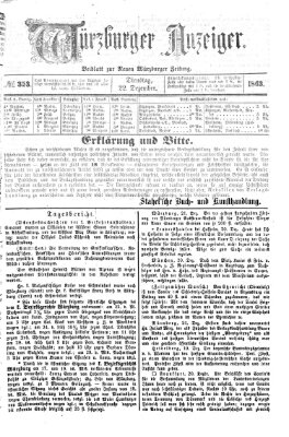 Würzburger Anzeiger (Neue Würzburger Zeitung) Dienstag 22. Dezember 1863