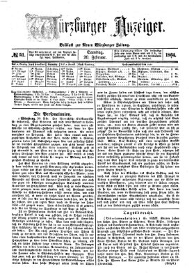 Würzburger Anzeiger (Neue Würzburger Zeitung) Samstag 20. Februar 1864