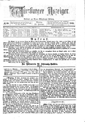 Würzburger Anzeiger (Neue Würzburger Zeitung) Montag 29. Februar 1864