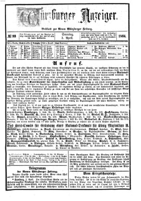 Würzburger Anzeiger (Neue Würzburger Zeitung) Sonntag 3. April 1864