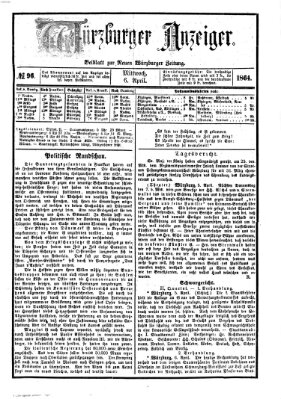 Würzburger Anzeiger (Neue Würzburger Zeitung) Mittwoch 6. April 1864