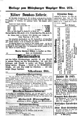 Würzburger Anzeiger (Neue Würzburger Zeitung) Samstag 1. Oktober 1864