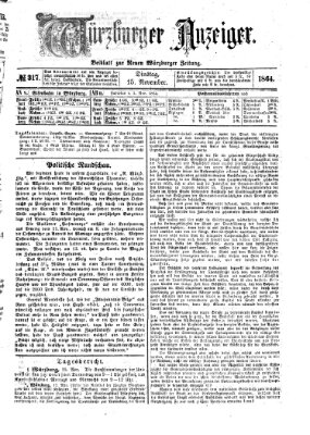 Würzburger Anzeiger (Neue Würzburger Zeitung) Dienstag 15. November 1864