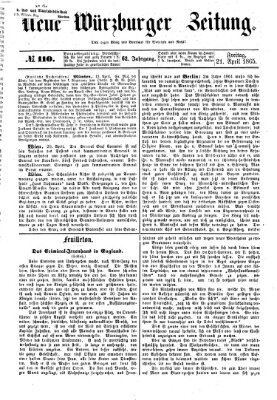 Neue Würzburger Zeitung Freitag 21. April 1865