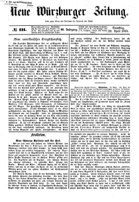 Neue Würzburger Zeitung Samstag 22. April 1865