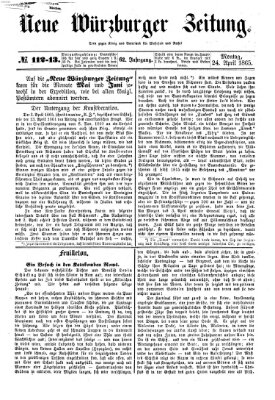 Neue Würzburger Zeitung Montag 24. April 1865