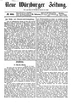 Neue Würzburger Zeitung Dienstag 25. April 1865