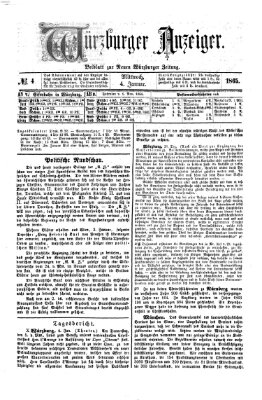 Würzburger Anzeiger (Neue Würzburger Zeitung) Mittwoch 4. Januar 1865