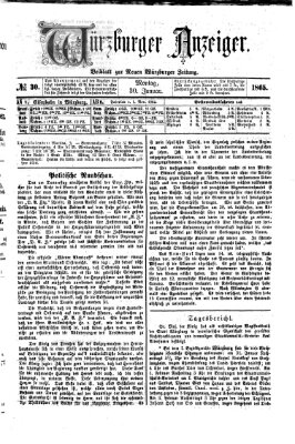 Würzburger Anzeiger (Neue Würzburger Zeitung) Montag 30. Januar 1865