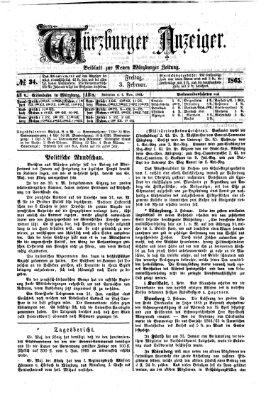 Würzburger Anzeiger (Neue Würzburger Zeitung) Freitag 3. Februar 1865