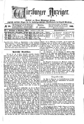 Würzburger Anzeiger (Neue Würzburger Zeitung) Montag 27. Februar 1865