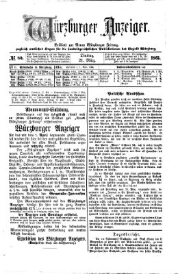 Würzburger Anzeiger (Neue Würzburger Zeitung) Dienstag 21. März 1865