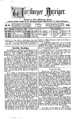 Würzburger Anzeiger (Neue Würzburger Zeitung) Samstag 1. April 1865