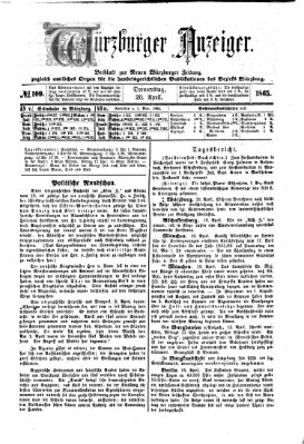 Würzburger Anzeiger (Neue Würzburger Zeitung) Donnerstag 20. April 1865