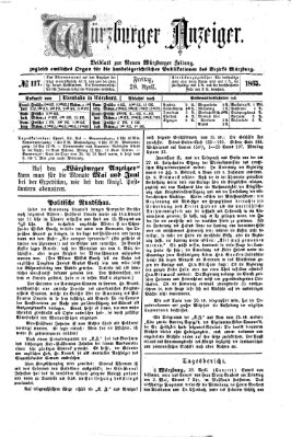 Würzburger Anzeiger (Neue Würzburger Zeitung) Freitag 28. April 1865