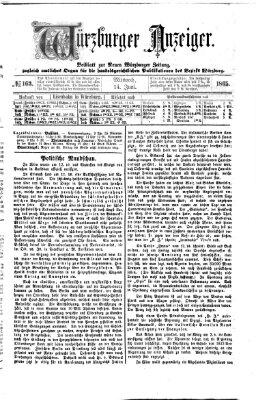 Würzburger Anzeiger (Neue Würzburger Zeitung) Mittwoch 14. Juni 1865