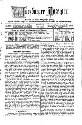 Würzburger Anzeiger (Neue Würzburger Zeitung) Donnerstag 22. Juni 1865