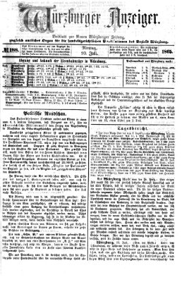 Würzburger Anzeiger (Neue Würzburger Zeitung) Montag 10. Juli 1865