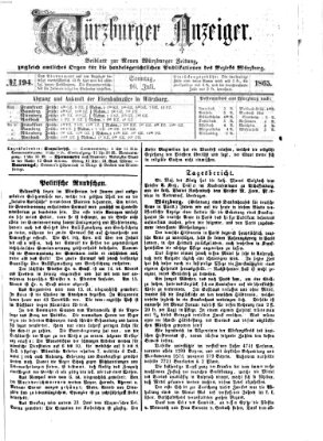 Würzburger Anzeiger (Neue Würzburger Zeitung) Sonntag 16. Juli 1865