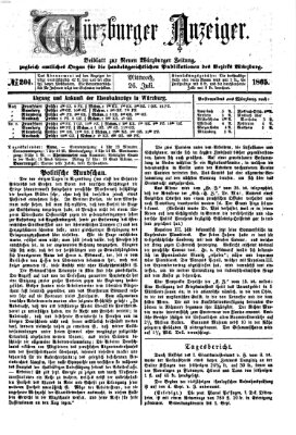 Würzburger Anzeiger (Neue Würzburger Zeitung) Mittwoch 26. Juli 1865