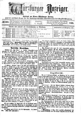 Würzburger Anzeiger (Neue Würzburger Zeitung) Sonntag 6. August 1865