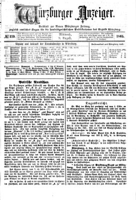 Würzburger Anzeiger (Neue Würzburger Zeitung) Mittwoch 9. August 1865