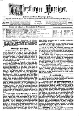 Würzburger Anzeiger (Neue Würzburger Zeitung) Montag 14. August 1865