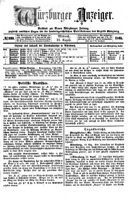 Würzburger Anzeiger (Neue Würzburger Zeitung) Mittwoch 23. August 1865