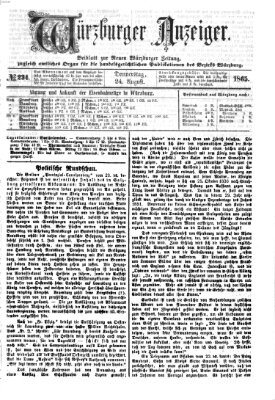 Würzburger Anzeiger (Neue Würzburger Zeitung) Donnerstag 24. August 1865