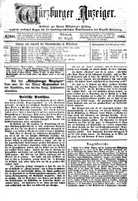 Würzburger Anzeiger (Neue Würzburger Zeitung) Mittwoch 30. August 1865