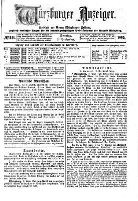 Würzburger Anzeiger (Neue Würzburger Zeitung) Sonntag 3. September 1865