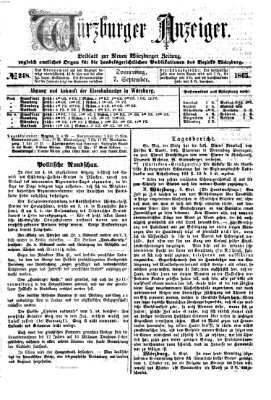 Würzburger Anzeiger (Neue Würzburger Zeitung) Donnerstag 7. September 1865