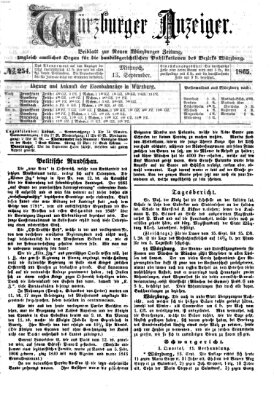 Würzburger Anzeiger (Neue Würzburger Zeitung) Mittwoch 13. September 1865