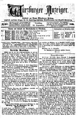 Würzburger Anzeiger (Neue Würzburger Zeitung) Samstag 16. September 1865