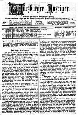 Würzburger Anzeiger (Neue Würzburger Zeitung) Freitag 6. Oktober 1865