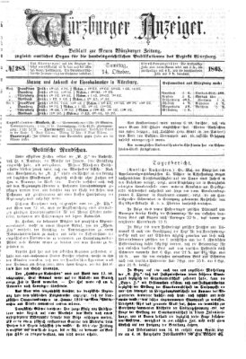 Würzburger Anzeiger (Neue Würzburger Zeitung) Samstag 14. Oktober 1865