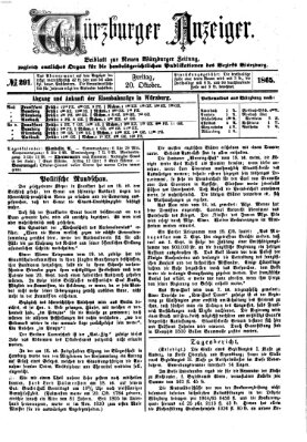 Würzburger Anzeiger (Neue Würzburger Zeitung) Freitag 20. Oktober 1865