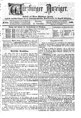 Würzburger Anzeiger (Neue Würzburger Zeitung) Sonntag 12. November 1865