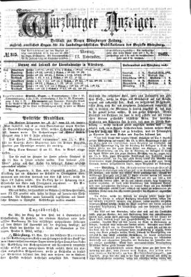 Würzburger Anzeiger (Neue Würzburger Zeitung) Montag 13. November 1865