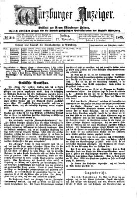 Würzburger Anzeiger (Neue Würzburger Zeitung) Freitag 17. November 1865