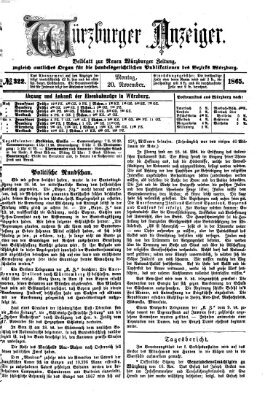 Würzburger Anzeiger (Neue Würzburger Zeitung) Montag 20. November 1865