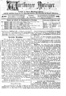 Würzburger Anzeiger (Neue Würzburger Zeitung) Samstag 25. November 1865