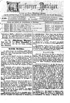Würzburger Anzeiger (Neue Würzburger Zeitung) Sonntag 26. November 1865