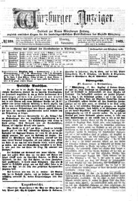 Würzburger Anzeiger (Neue Würzburger Zeitung) Montag 27. November 1865