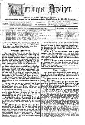 Würzburger Anzeiger (Neue Würzburger Zeitung) Donnerstag 30. November 1865