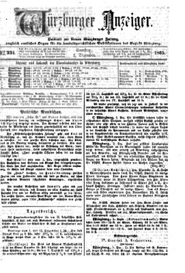 Würzburger Anzeiger (Neue Würzburger Zeitung) Samstag 2. Dezember 1865