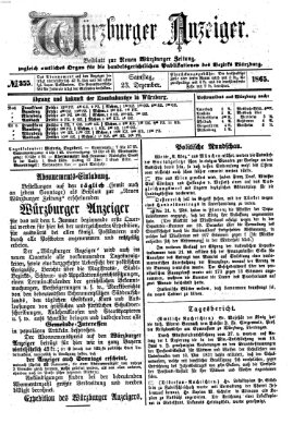 Würzburger Anzeiger (Neue Würzburger Zeitung) Samstag 23. Dezember 1865