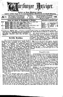 Würzburger Anzeiger (Neue Würzburger Zeitung) Dienstag 2. Januar 1866