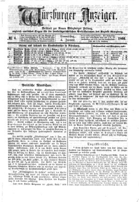 Würzburger Anzeiger (Neue Würzburger Zeitung) Donnerstag 4. Januar 1866